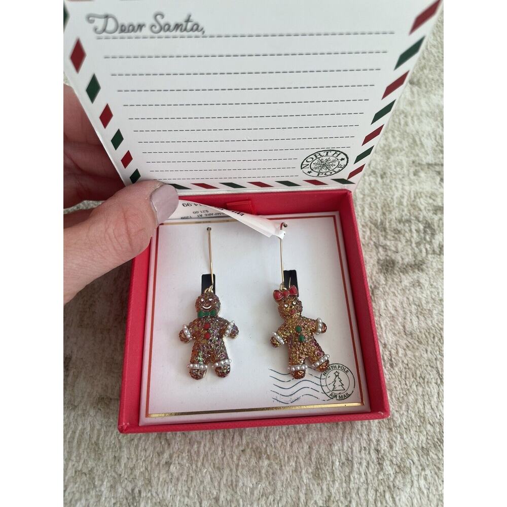 Christmas Gingerbread Man And Woman Novelty Christmas Earrings NEW In‎ Box